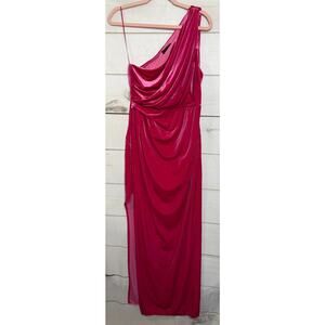 DO + BE Deep Pink L Classy One Shoulder Maxi $90 Barbie Look Stunning